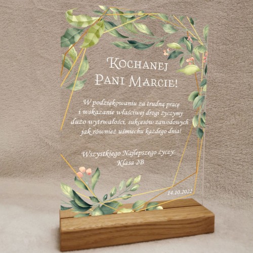 prezent na dzień nauczyciela życzenia na szkle statuetka zieleń.jpg