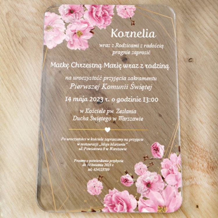 zaproszenie na komunię - różowe kwiaty.jpg