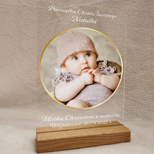 Pamiątka Chrztu złote koło ze zdjęciem.jpg