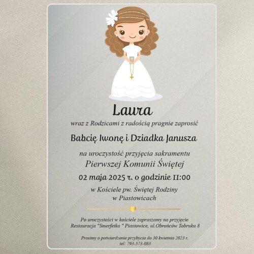 zaproszenia na komunię - dziewczynka w albie czarne.jpg
