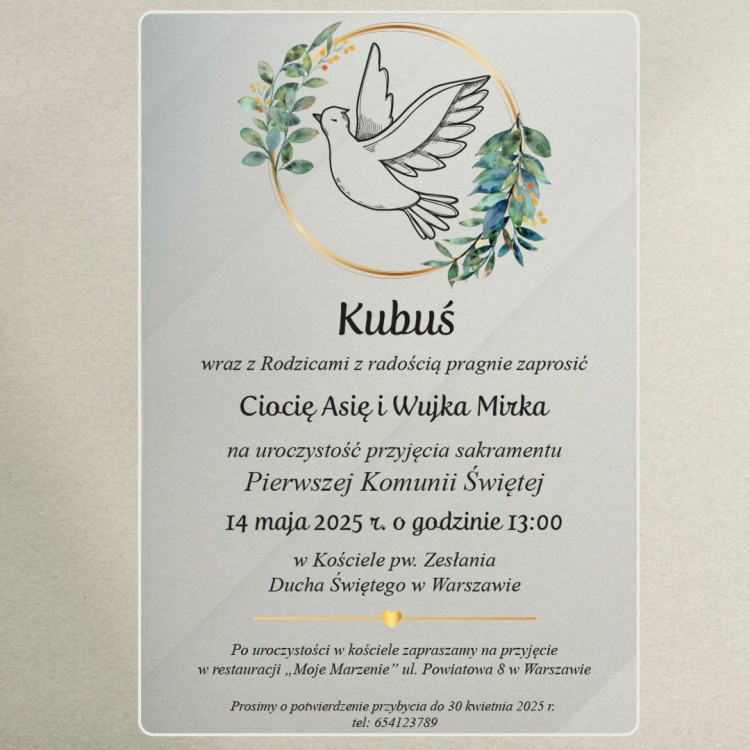 zaproszenie na komunię - gołąb w kole czarne.jpg